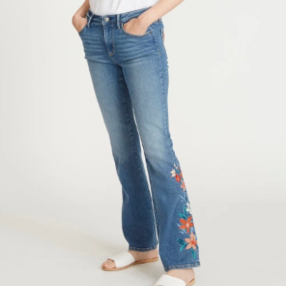 DRIFTWOOD KELLY BABY BOOT BLUE AMARYLLIS EMBROIDERED JEANS